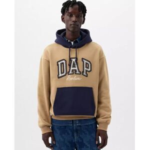 NWT‎ Gap x DAP Harlem Colorblock Logo Hoodie Perfect Khaki With Navy Size  M